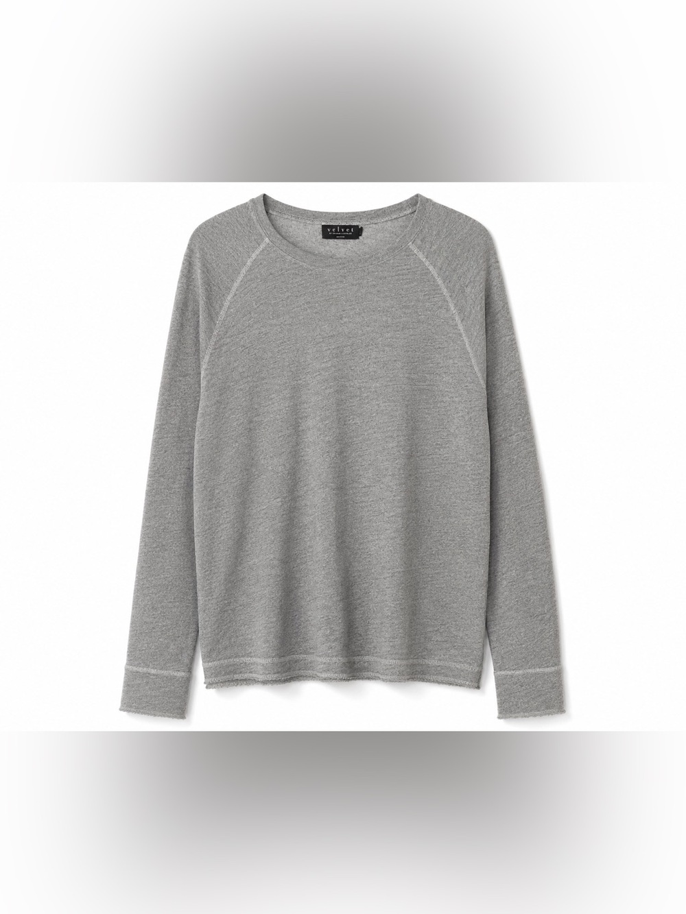 Velvet by Graham & Spencer Gray Lightweight Raw Hem Pullover Top Size S - Picture 2 of 4